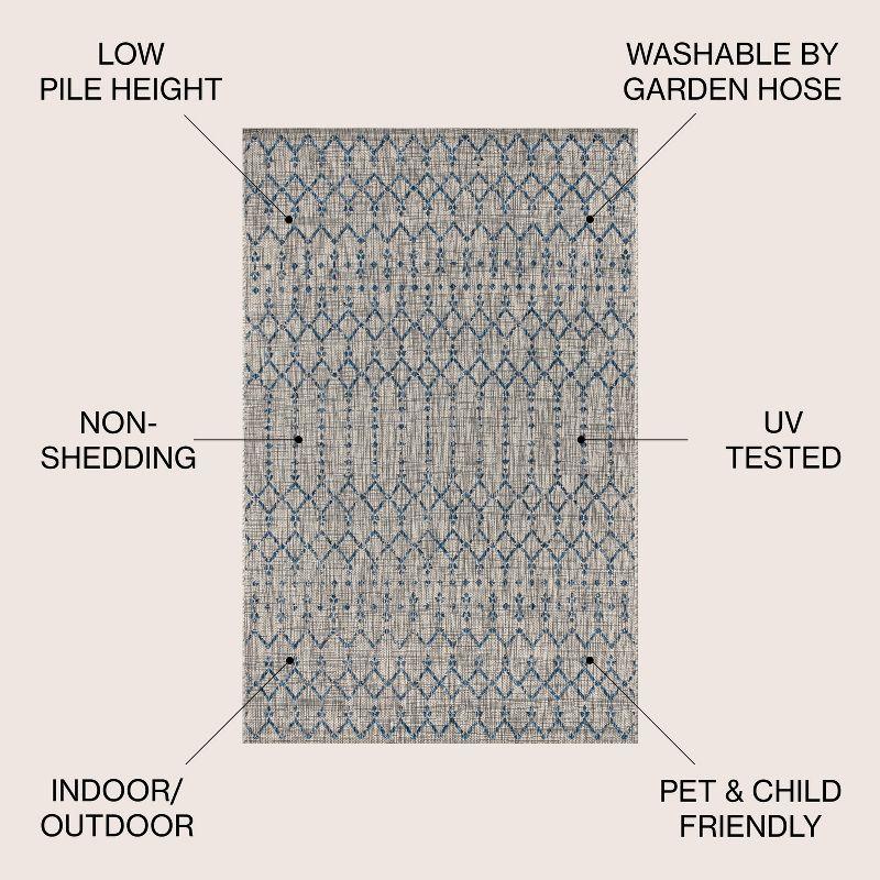 Ourika Moroccan Geometric Textured Weave Indoor/Outdoor Area Rug - JONATHAN Y