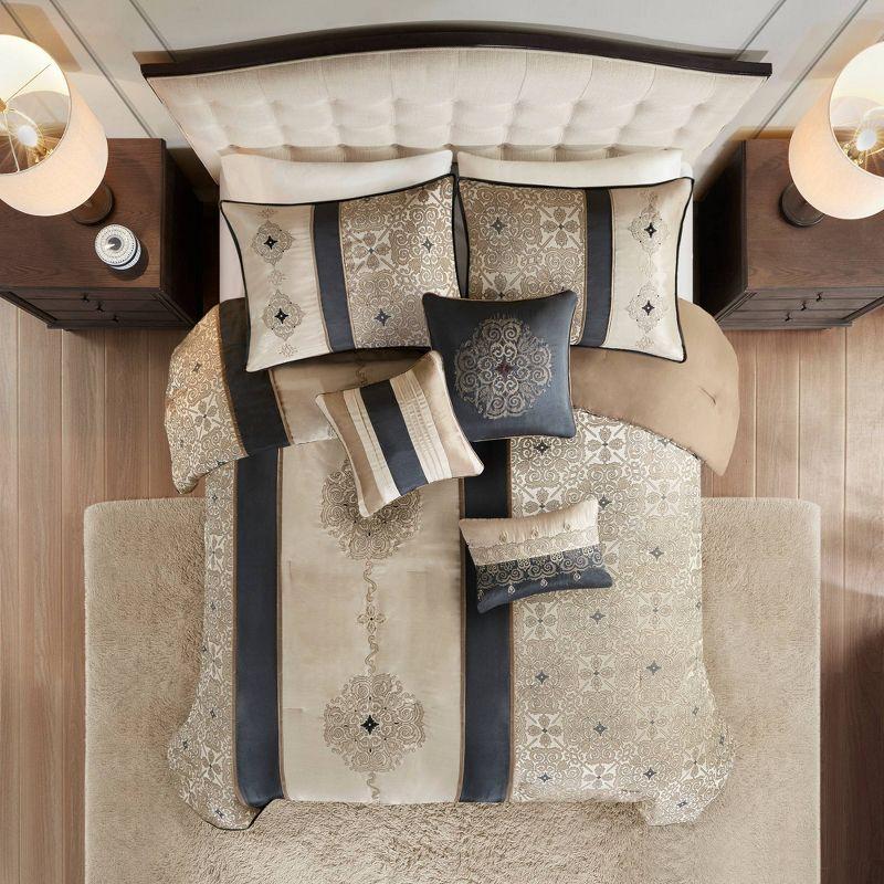 Madison Park Donovan 7 Piece Jacquard Comforter Set with Throw Pillows