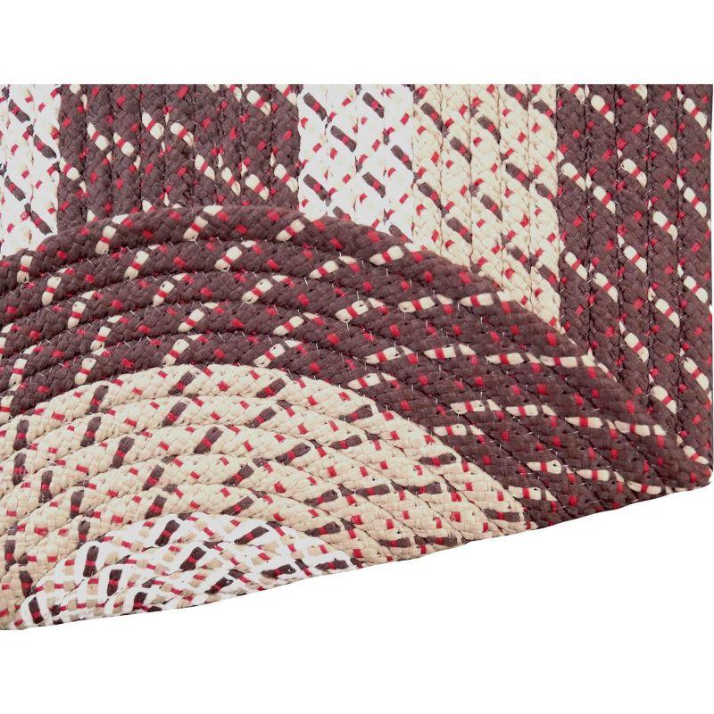 Brown Stripe Oval Braided Reversible Synthetic Rug, 30" x 50"