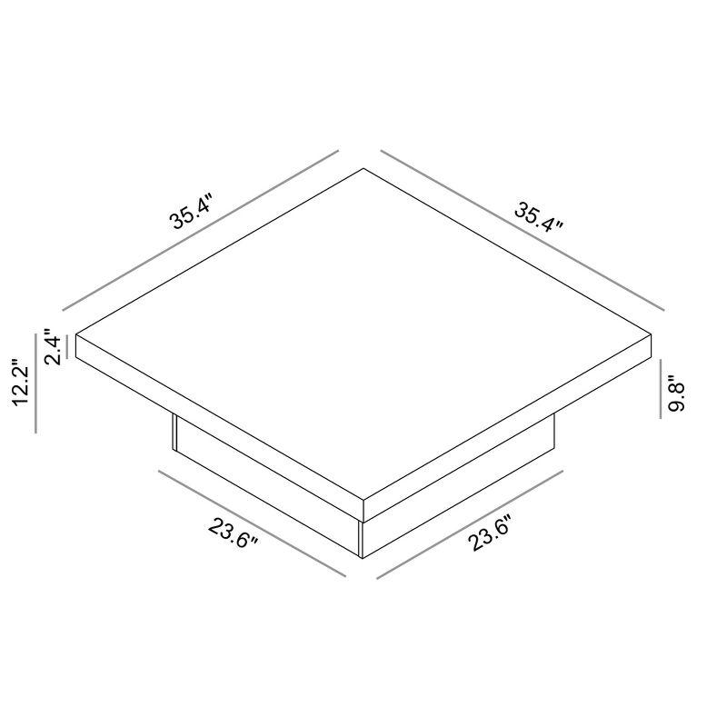 Galano Carmelo 35.4 in Square Wood Top Coffee Table in Concrete Gray, Cement Gray