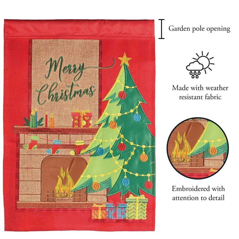 Magnolia Garden Merry Christmas Fireplace 13 x 18 Inch Polyester Garden Flag