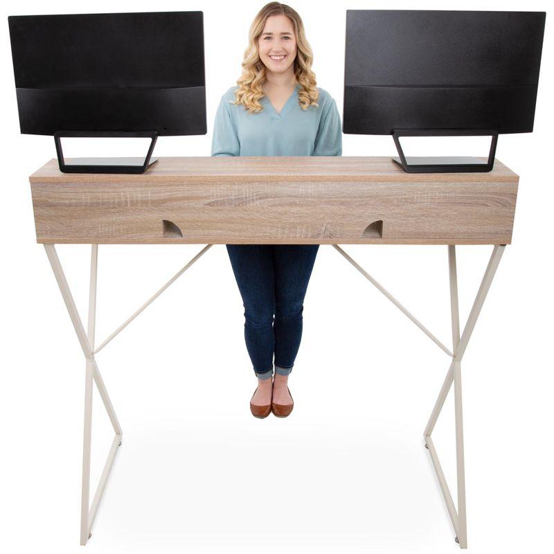 Stand Steady Solid Wood Top Metal Base Standing Desk