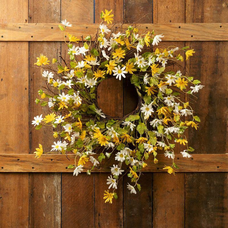 Melrose Mixed Daisy Floral Wreath 24"D