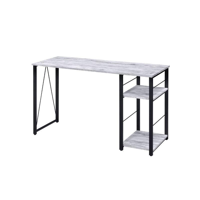 Vadna Writing Desk Weathered White/Black - Acme Furniture: 47-Inch Modern Desk with Open Storage Shelf