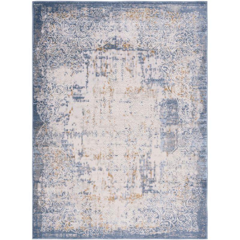 Palma Blue and Beige Rectangular Synthetic Area Rug 4' x 6'