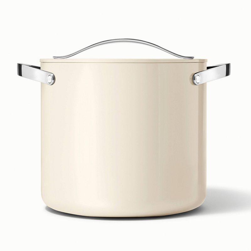 Cream 12 qt Ceramic-Coated Non-Stick Stock Pot with Lid