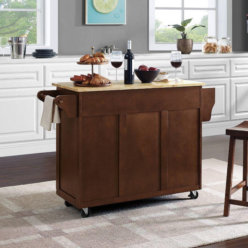 Eleanor Wood Top Kitchen Cart Mahogany/Natural - Crosley