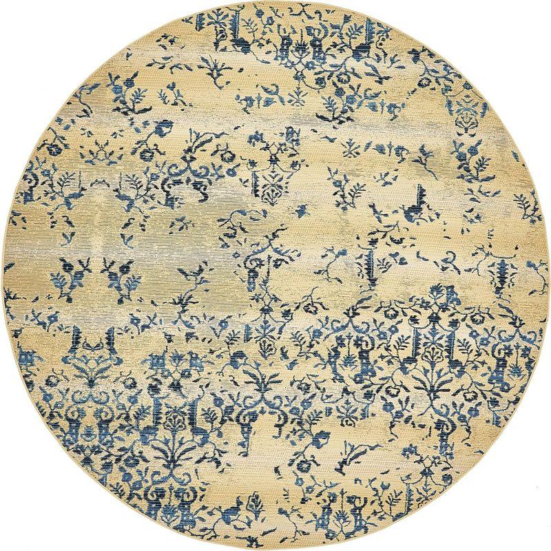 Unique Loom Outdoor Botanical Collection Area Rug - Ivy (8'  Round Beige/Blue)