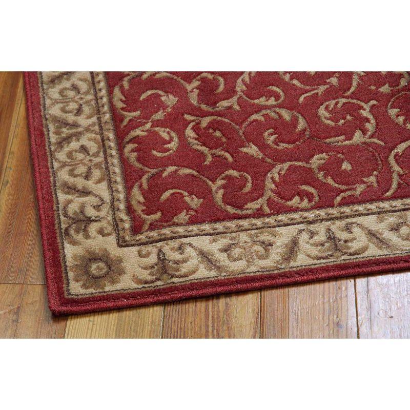 Elegant Crimson Cream Tufted Synthetic Area Rug 4' x 6'