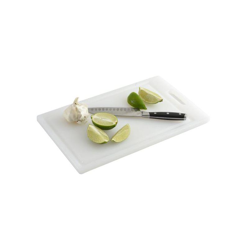 White Rectangular Plastic Cutting Board with Handle, 14.5 x 8.5 Inch