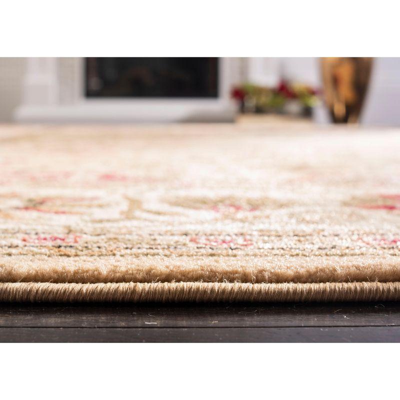 Beige & Ivory Floral Elegance 4' x 6' Easy-Care Synthetic Rug