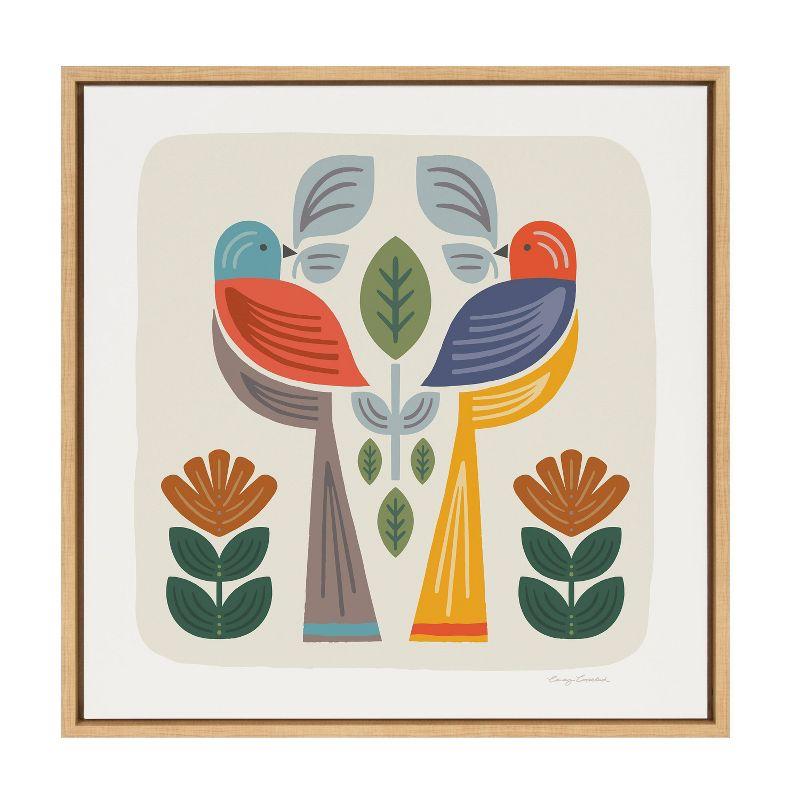 Kate & Laurel All Things Decor 22"x22" Sylvie Folk Birds Harvest Wall Art by Carey Copeland Natural Mid-Century Colorful Bird