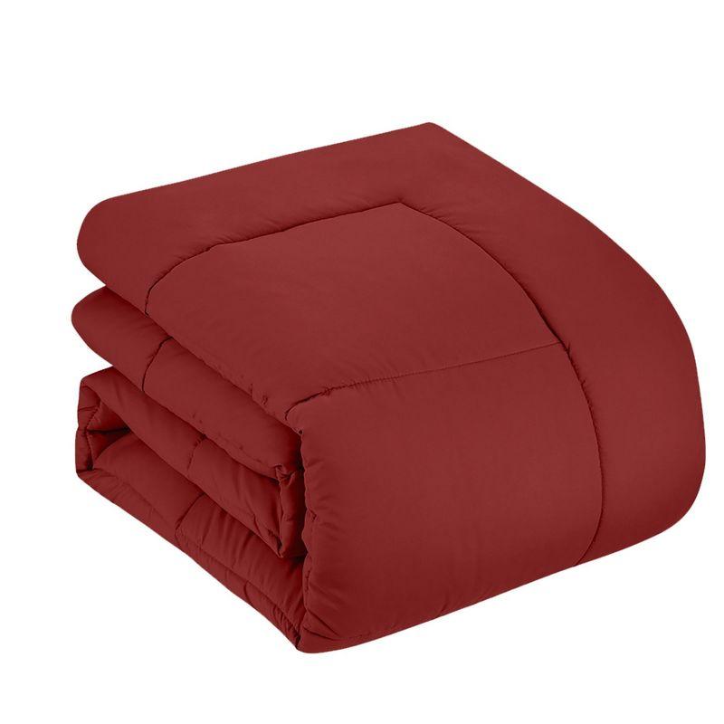 Bed-in-A-Bag Solid Color Comforter & Sheet Set Soft All Season Bedding, King, Red