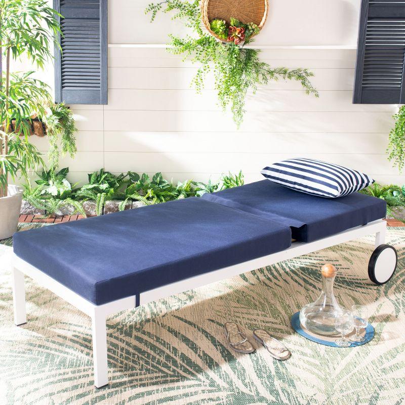 Yves Sun Lounger - Outdoor - PAT4042 - Navy/White -Safavieh