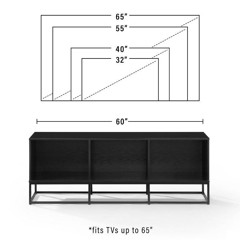 Black Steel Minimalist Media Console with Vinyl Storage