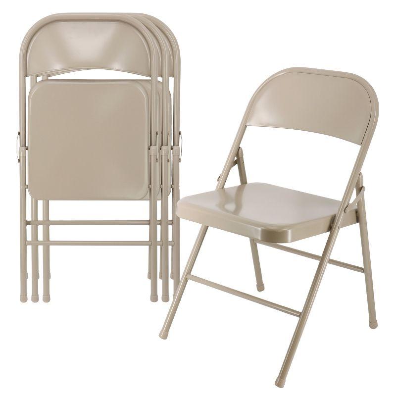 Elama 4 Piece Beige Metal Folding Chairs Set