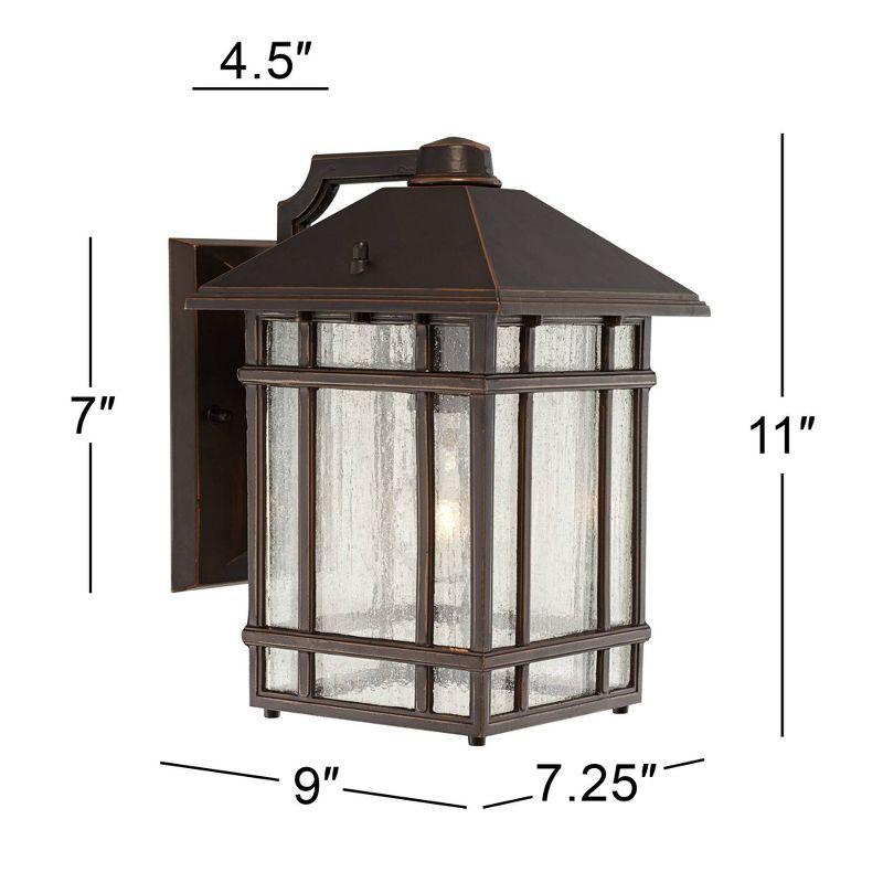 Kathy Ireland Sierra Craftsman Mission Outdoor Wall Light Fixture Rubbed Bronze 11" High Frosted Seeded Glass Panels for Post Exterior Barn Deck House