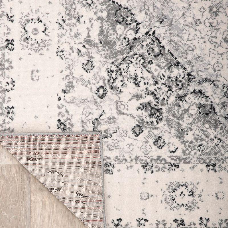 World Rug Gallery Vintage Oriental Distressed Medallion Gray 3'3" x 5' Area Rug:  Stain-Resistant,  Low Pile,  Pet Friendly
