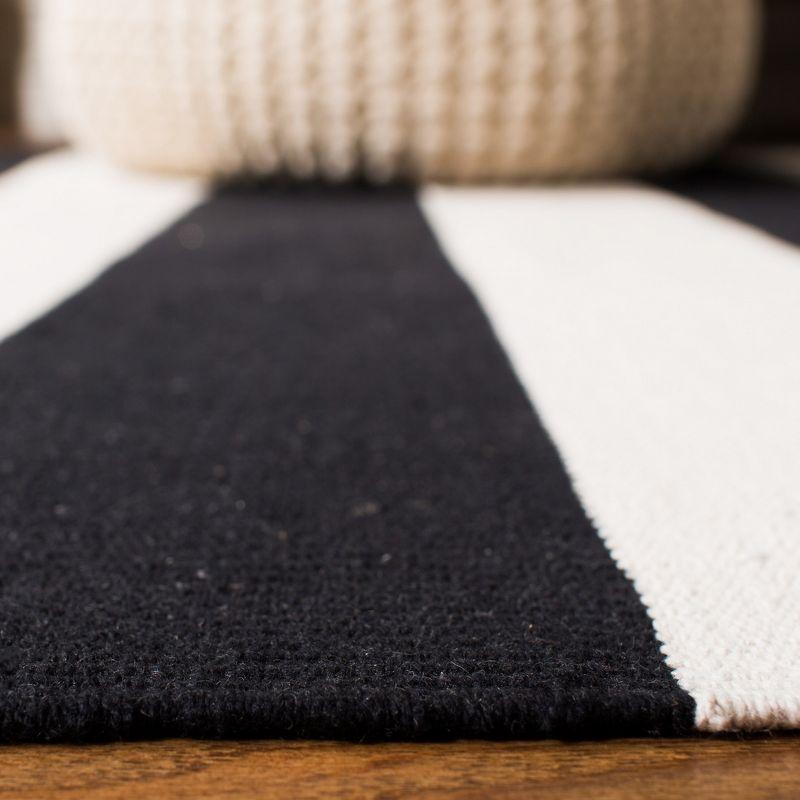 Mati Coastal Black Stripe Handwoven Wool-Cotton Runner Rug