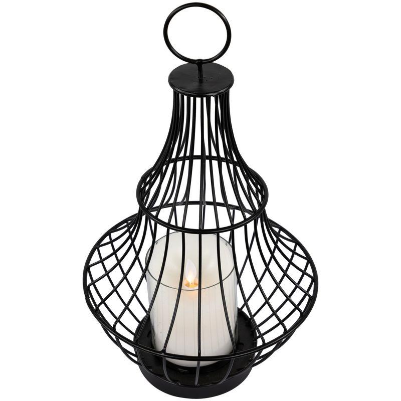 Northlight Metal Cage Hurricane Pillar Candle Holder - 14" - Black