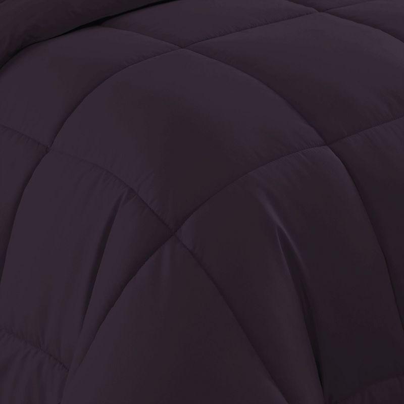 Bed-in-A-Bag Solid Color Comforter & Sheet Set Soft All Season Bedding, Twin XL, Purple