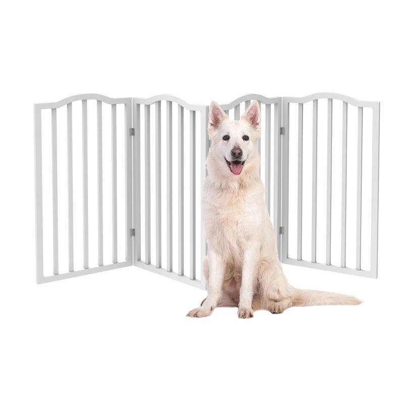 Indoor Pet Gate - 4-Panel Folding Dog Gate for Stairs or Doorways - 72x32-Inch Tall Freestanding Pet Fence for Cats and Dogs by PETMAKER (White)