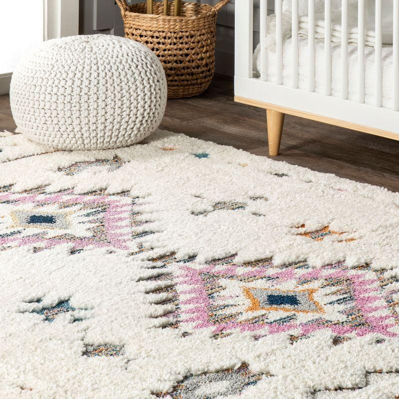 Nuloom Jocelyn Diamond 10x14 Shag Indoor Area Rug for Living Room Bedroom Dining Room Nursery, Off White/Ivory