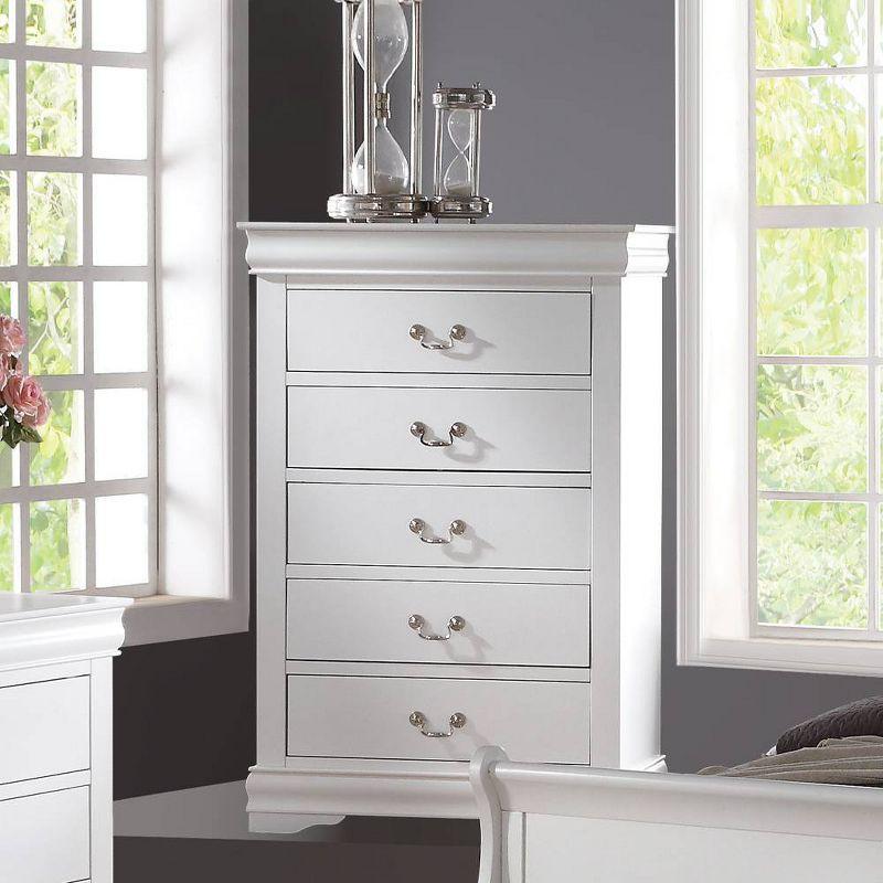 White 5-Drawer Chest with Brushed Nickel Hardware