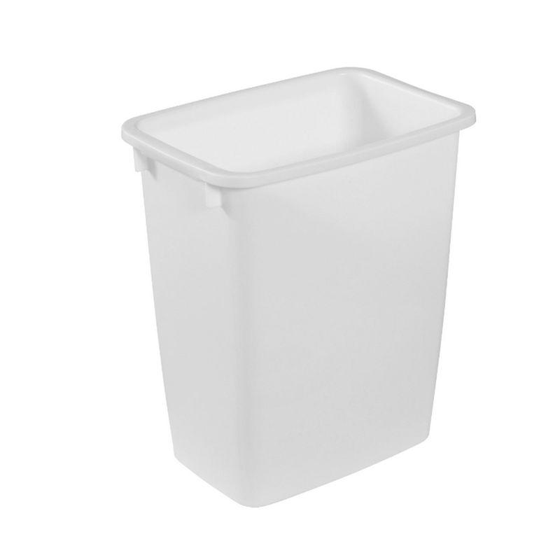 White Rectangular 21 Quart Plastic Open-Top Wastebasket