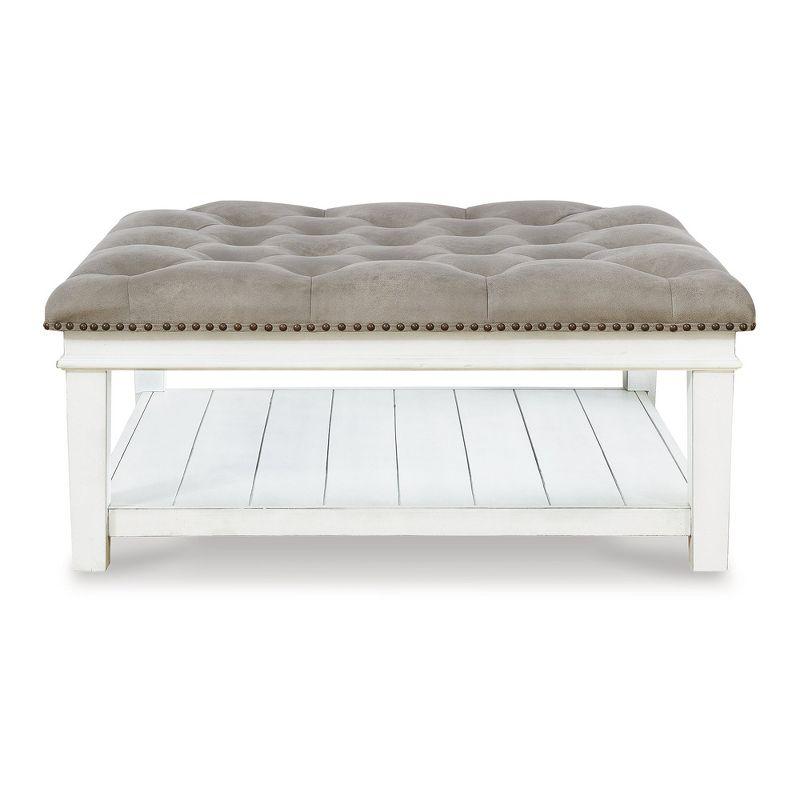 Signature Design by Ashley Contemporary Kanwyn Upholstered Ottoman Coffee Table, Whitewash