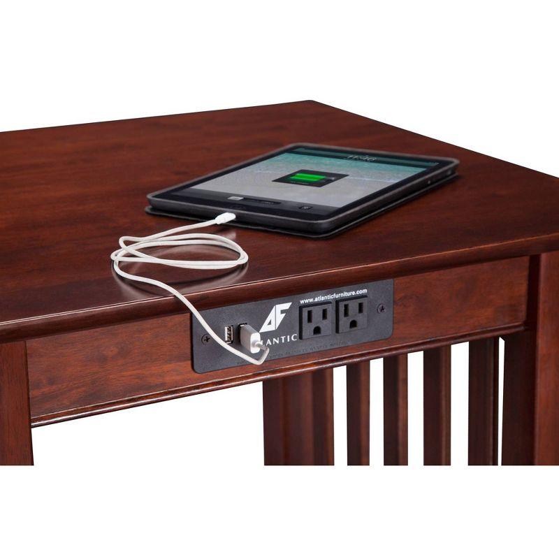 AFI Printer Stand Classic Mission USB Charger Walnut: Hardwood Office Cabinet with Fixed Shelf, 150lb Capacity