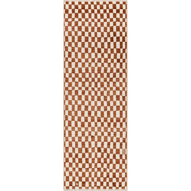 Nuloom Dominique Geometric 2x7 Runner Indoor Area Rug for Living Room Bedroom Dining Room Entryway Hallway Kitchen, Orange/Ivory