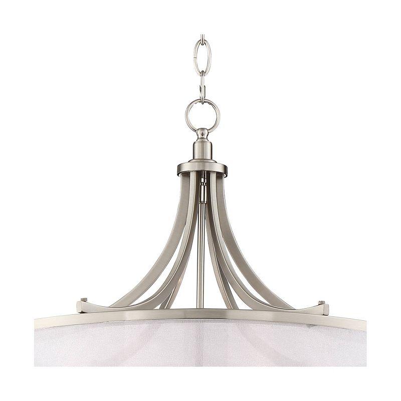 Possini Euro Design Nor Brushed Nickel Pendant Chandelier 23" Wide Modern Double White Organza Shade 6-Light Fixture for Dining Room Kitchen Island