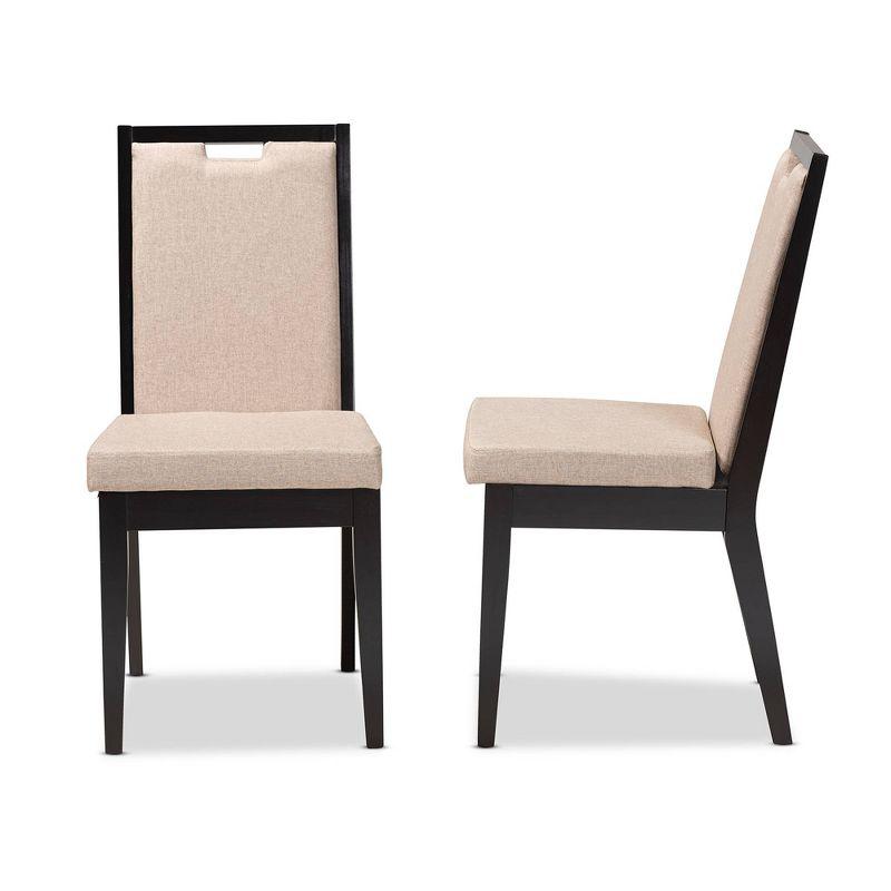 2pc Octavia Wood Dining Chair Set Sand/Dark Brown - Baxton Studio