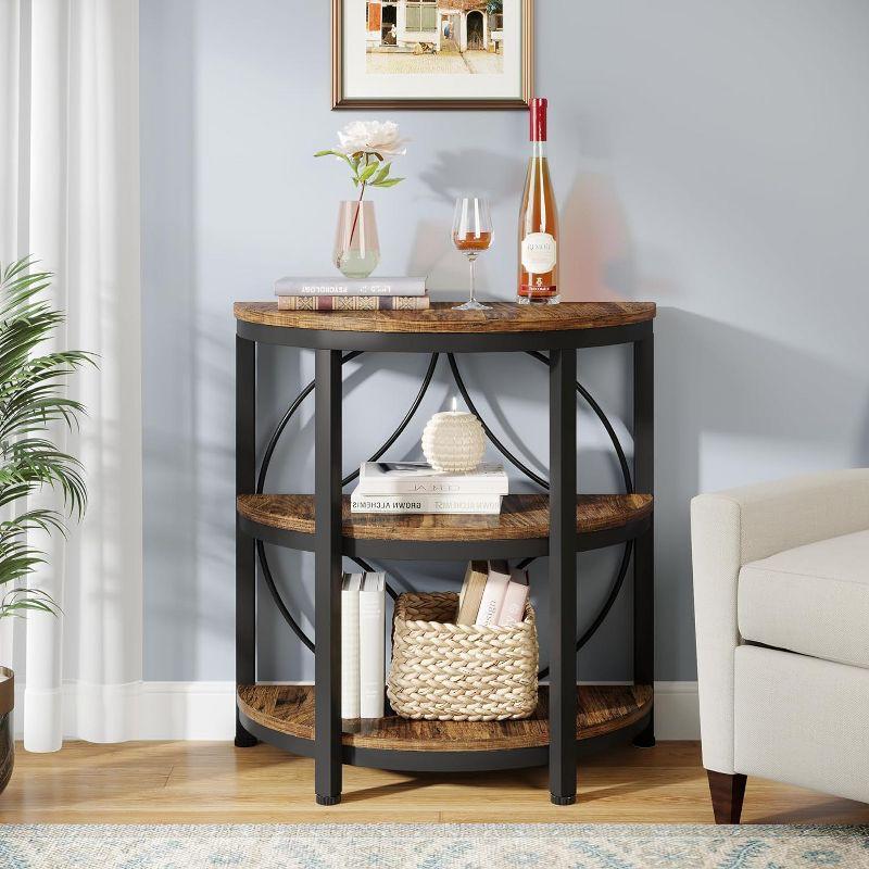 Tribesigns 1pc 3-Tier Semi Round End Table, Half Moon Accent Table
