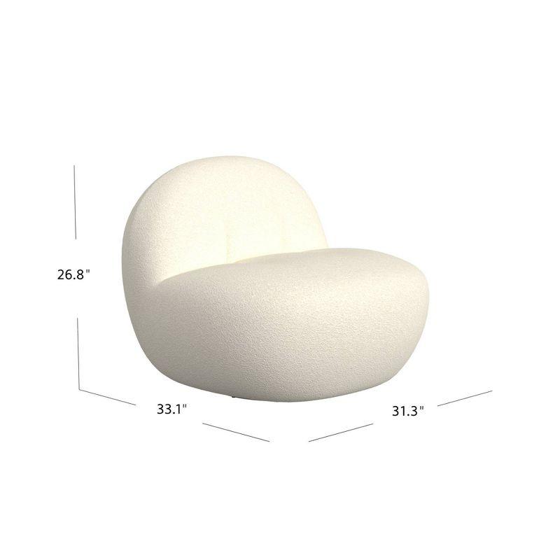 Armless Swivel Chair White Faux Shearling - HomePop: Upholstered Accent, Metal & Wood Frame, 300 lbs Capacity