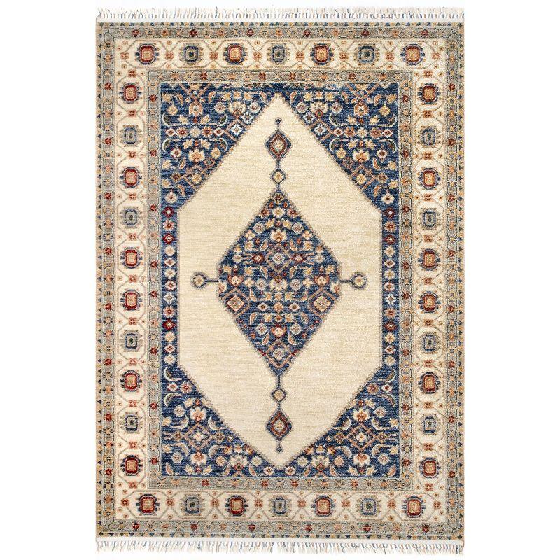 Elegant Ivory Floral Medallion 3x5 Cotton Blend Area Rug