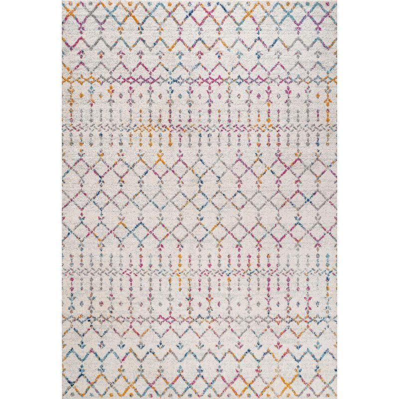 JONATHAN Y Moroccan HYPE Boho Vintage Diamond Ivory/Multi 8 ft. x 10 ft. Area Rug