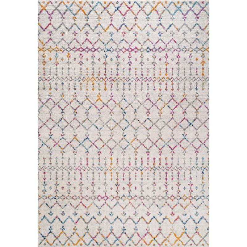 Ivory Multi 8' x 10' Synthetic Trellis Area Rug