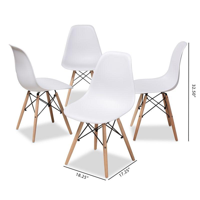 Baxton Studio Set of 4 Sydnea Mid Century Modern Acrylic Wood Finished Dining Chairs White: MDF Frame, Spot Clean