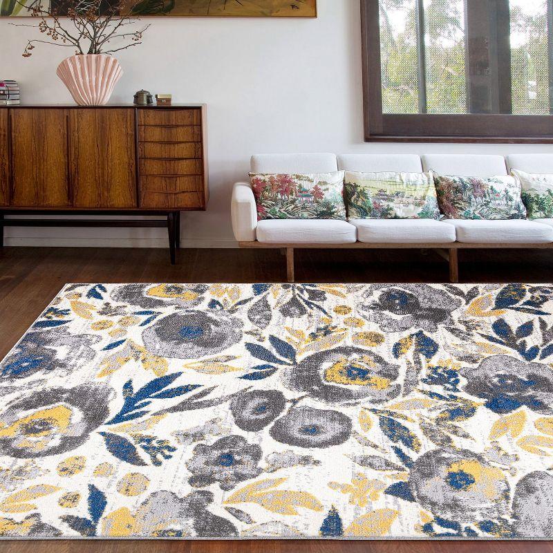 World Rug Gallery Vintage Modern Floral Indoor Area Rug - Cream 7'10" x 10'