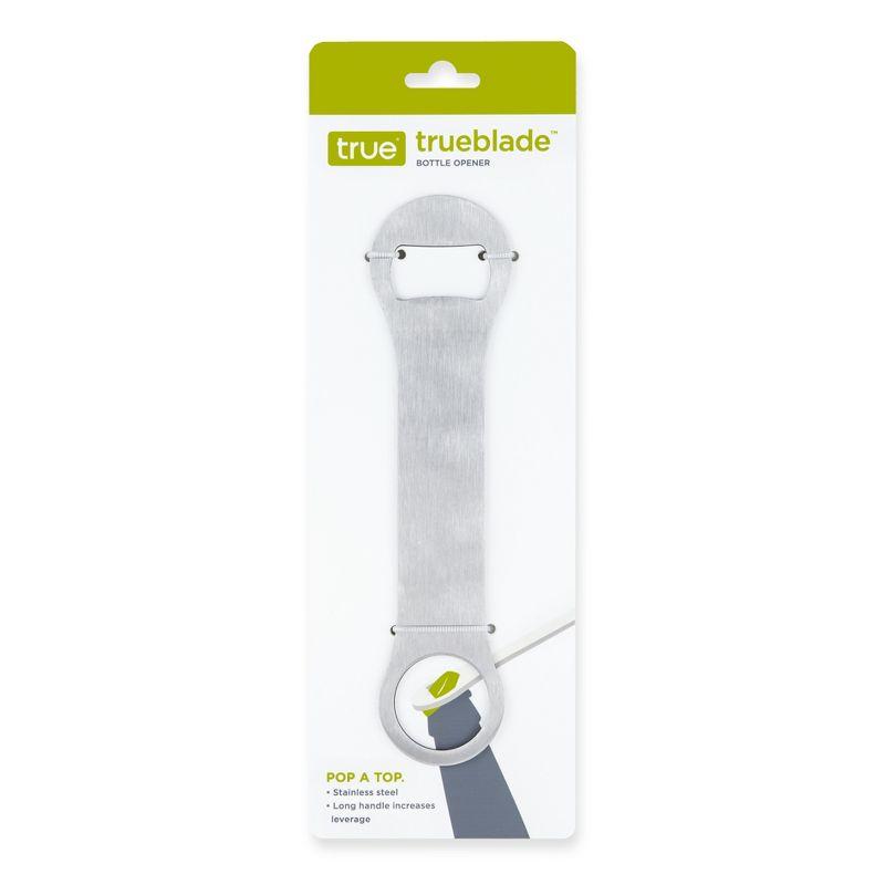True TrueBlade Bottle Opener, Stainless Steel Beer Bottle Opener, Flat Design with Long Handle, 7.25 Inches, Set of 1