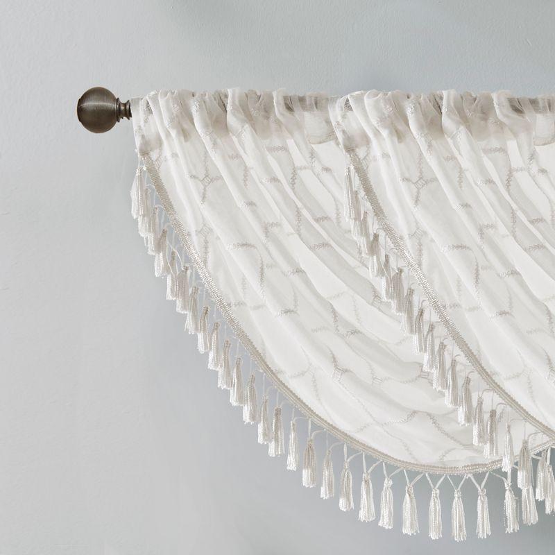 Madison Park Irina Diamond Sheer Embroidered Waterfall Valance