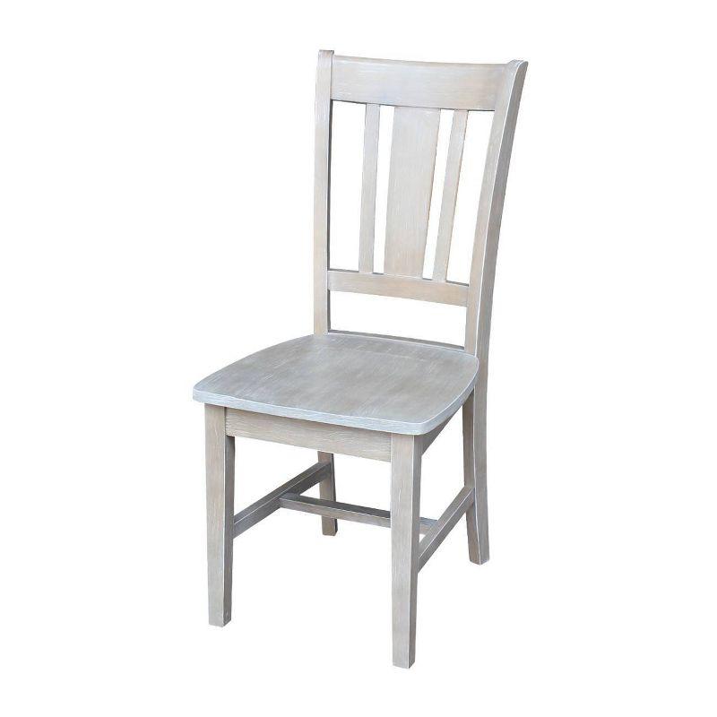 Set of 2 Washed Gray High Back Wood Dining Chairs