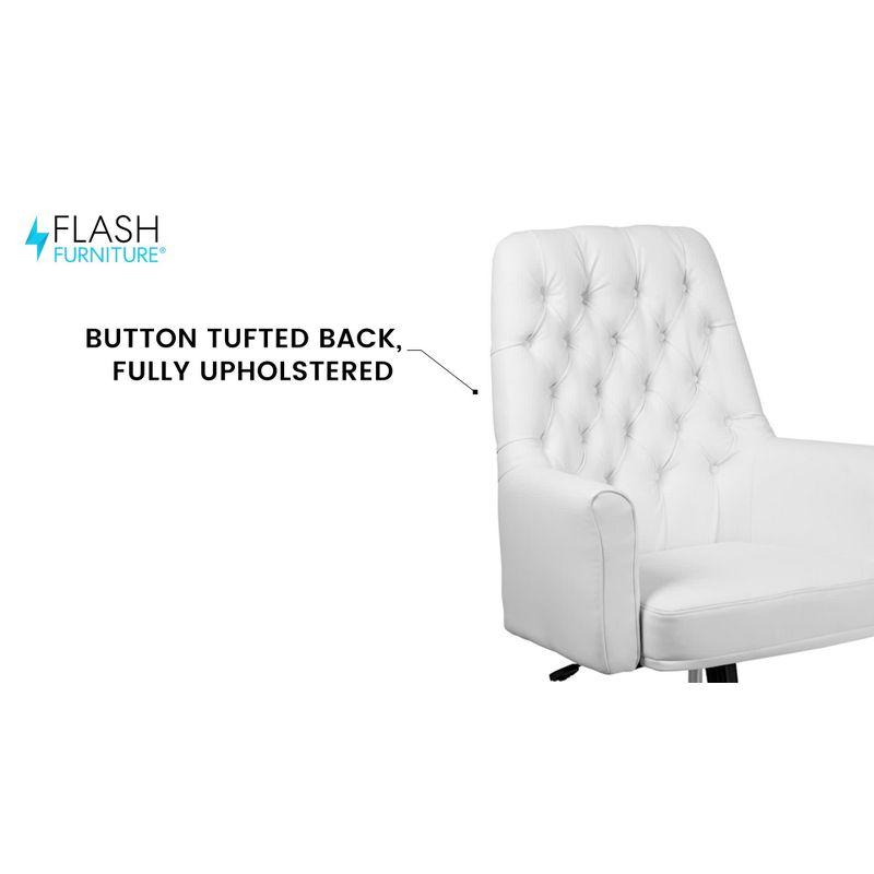 Flash Furniture Hansel Mid-Back Traditional Tufted White LeatherSoft Executive Swivel Office Chair with Arms