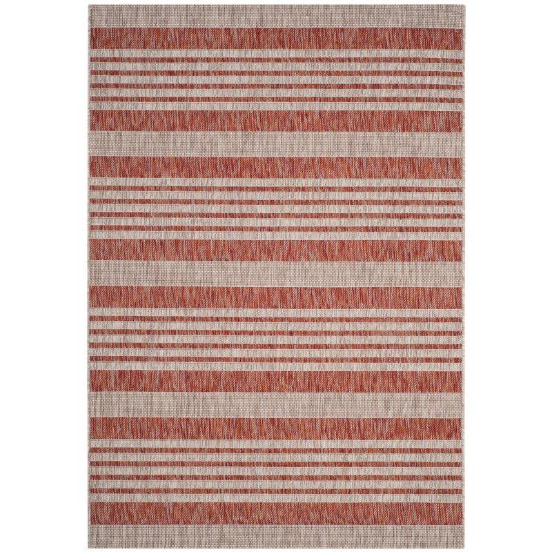 Courtyard CY8062 Power Loomed Indoor and Outdoor Area Rug - Red/Beige - 6'7"x9'6" - Safavieh