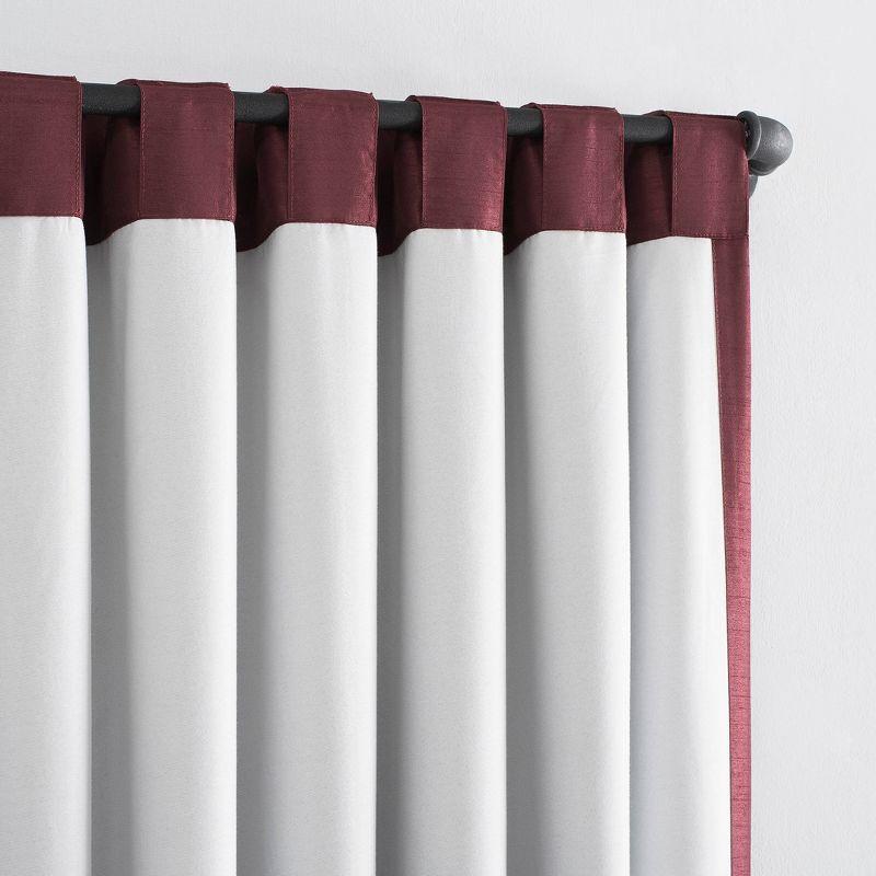 Bordeaux Red Faux Silk Blackout Valance with Beaded Tassels