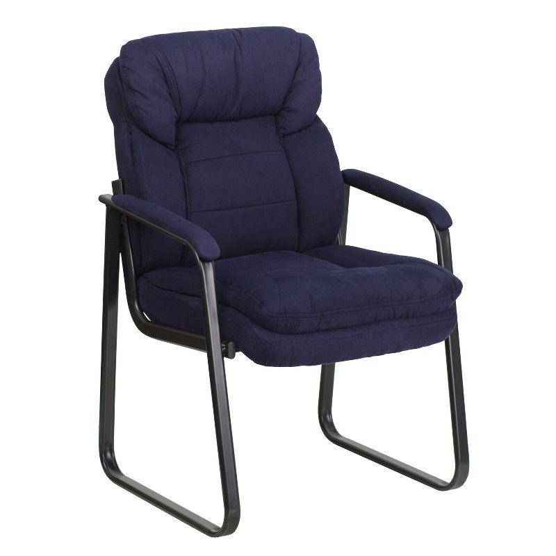 ErgoComfort Navy Microfiber Executive Side Chair with Metal Sled Base