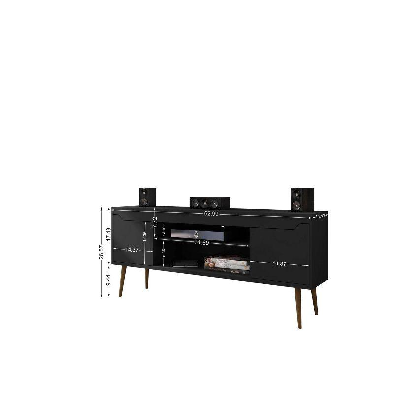 Bradley TV Stand for TVs up to 60" Black - Manhattan Comfort: Modern Entertainment Center with Open Shelves