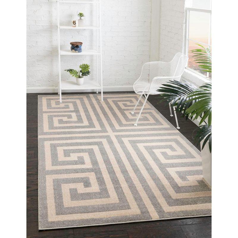 Unique Loom Athens Collection Area Rug - Greek Key (7' 1" x 10' Rectangle Gray/Beige)